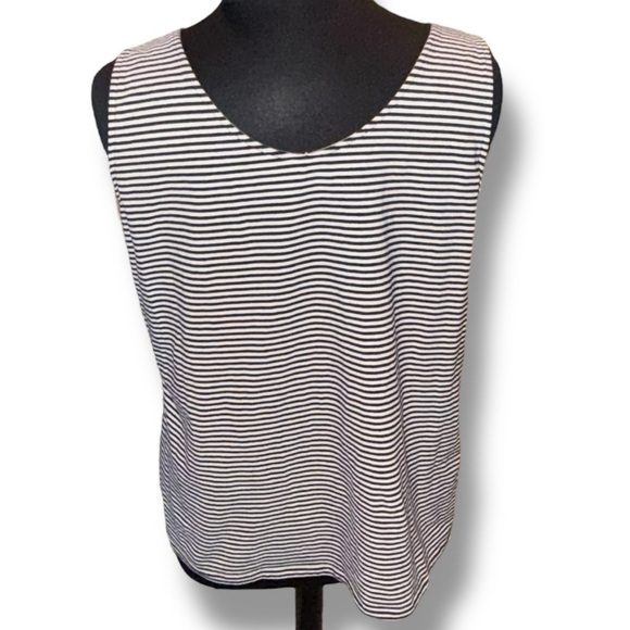 TALBOTS 180 Two-Way Tank Belleville Stripe - INDIGO BLUE/WHITE 2X - Picture 4 of 12